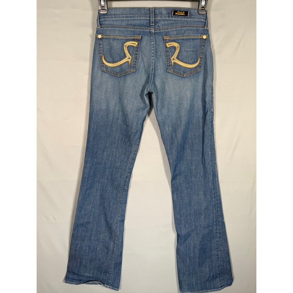 Rock & Republic Womens Low Rise Bootcut Jeans Blue Size 28 KDSGROWJ01 Gold‎ Logo - Picture 11 of 13